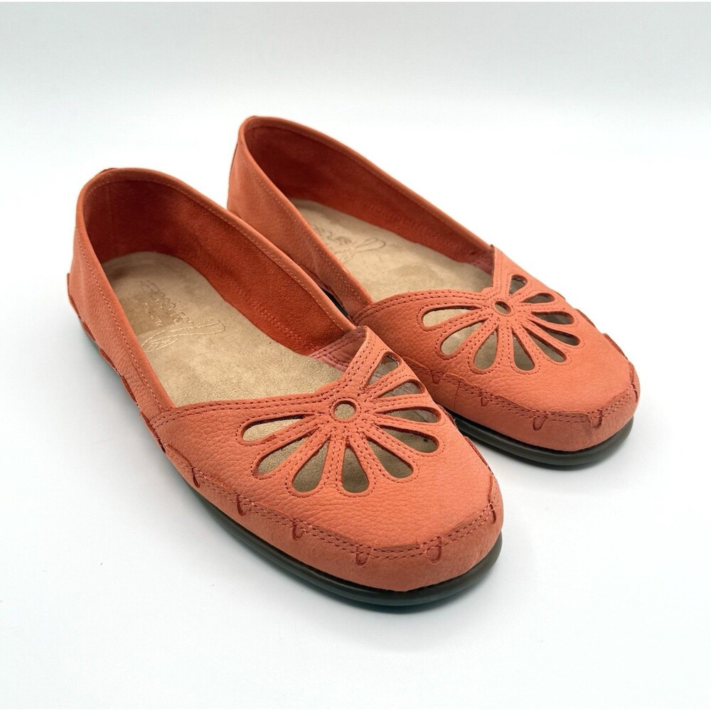 Aerosoles Shoes Womens 7.5 Ballet Flats Coral Cut Out Flowers‎ Slip On Round NEW